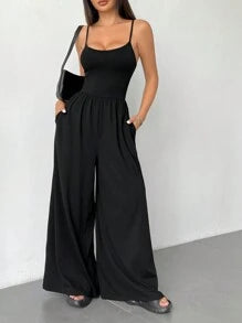 Spaghetti Strap Wide Leg Jumpsuit