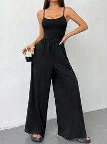 Spaghetti Strap Wide Leg Jumpsuit