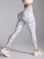 Camouflage High-Waisted Sports Leggings With Side Pockets