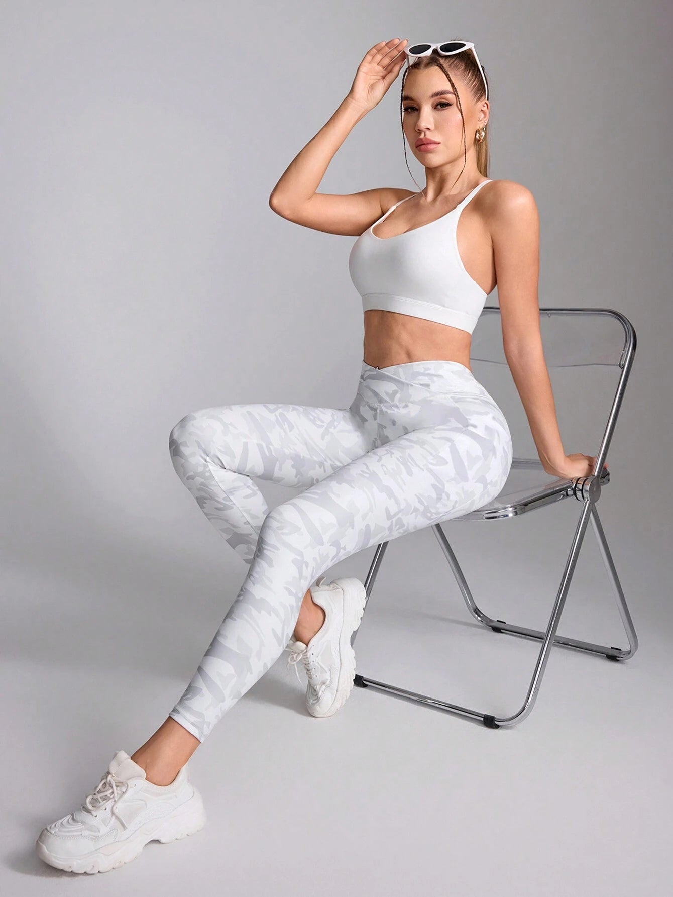 Camouflage High-Waisted Sports Leggings With Side Pockets