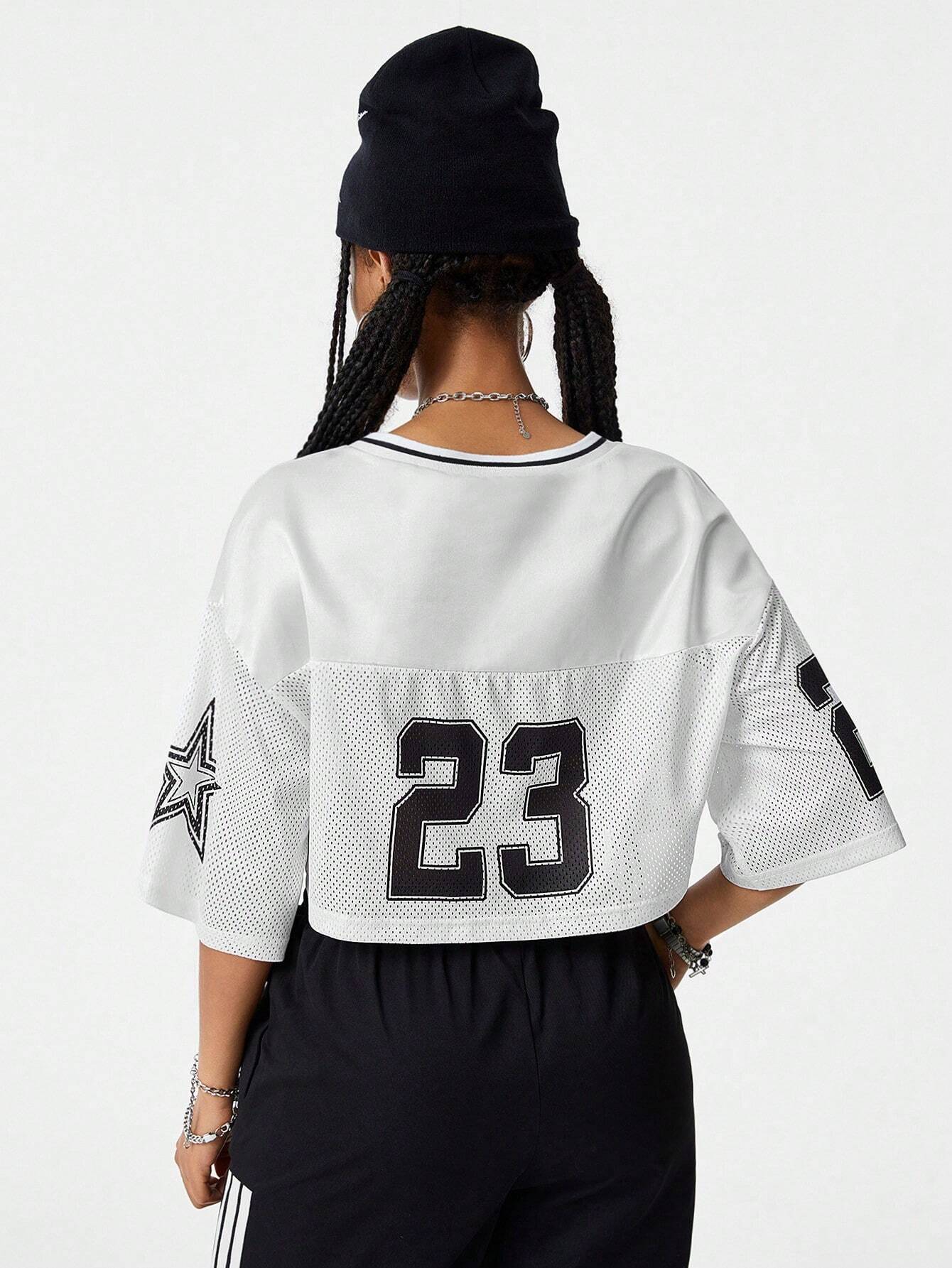 Vintage Soccer Jersey Letter Print T-Shirt