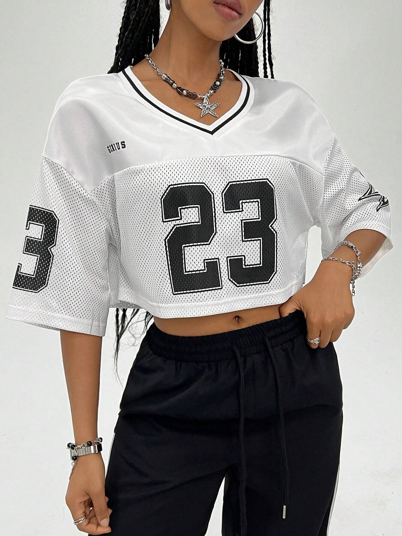 Vintage Soccer Jersey Letter Print T-Shirt