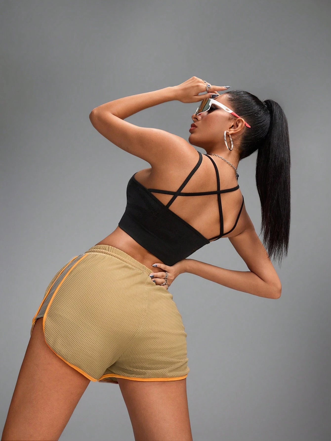 Netted Structure Hollow Out High Elastic Seamless Sports Bras