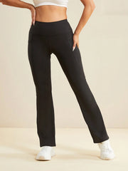 High Waist Pocket  Casual Sports Flare Legging