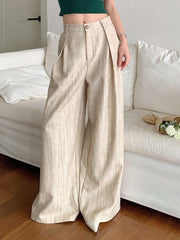 Wide Leg Pleated Straight Trousers