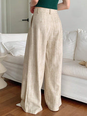 Wide Leg Pleated Straight Trousers