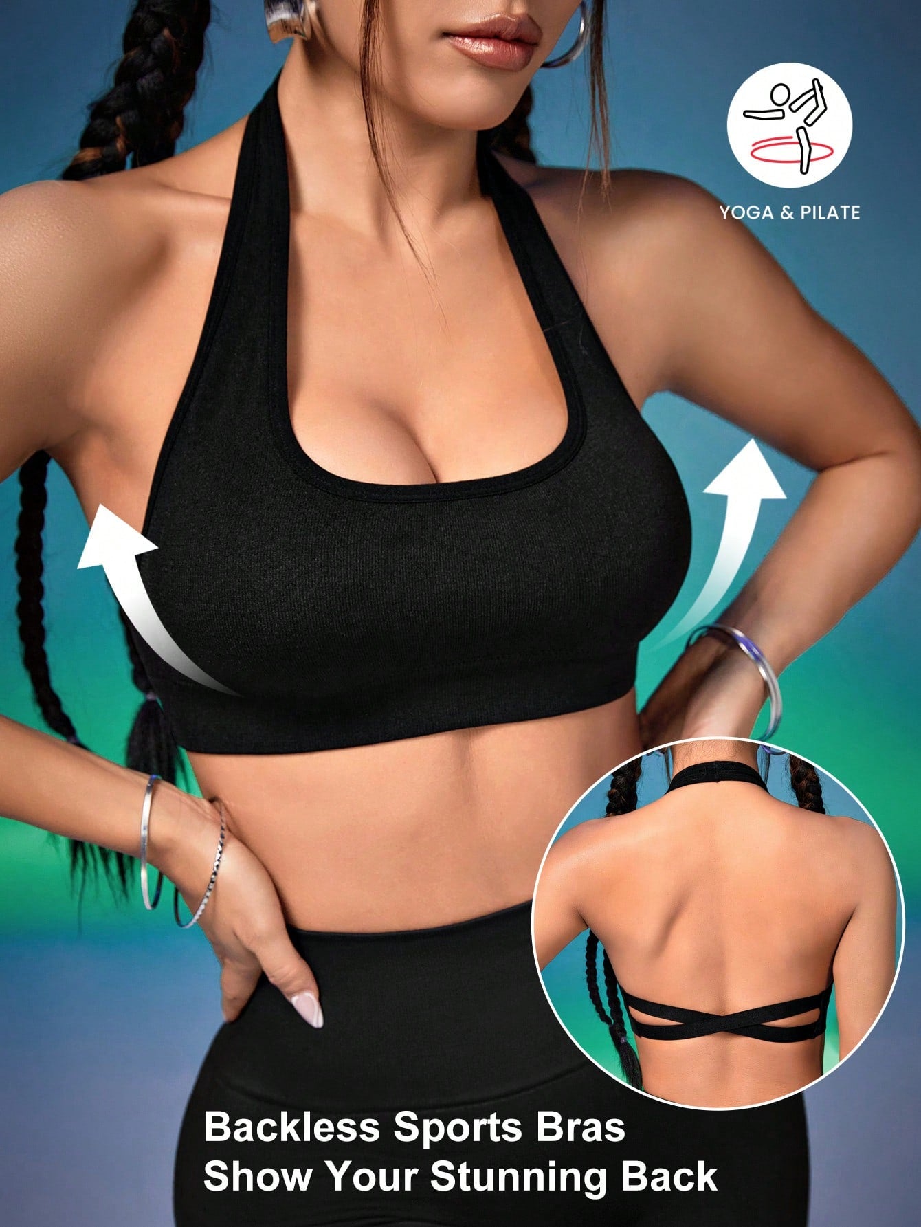 Solid Halter Neck Sports  Bra