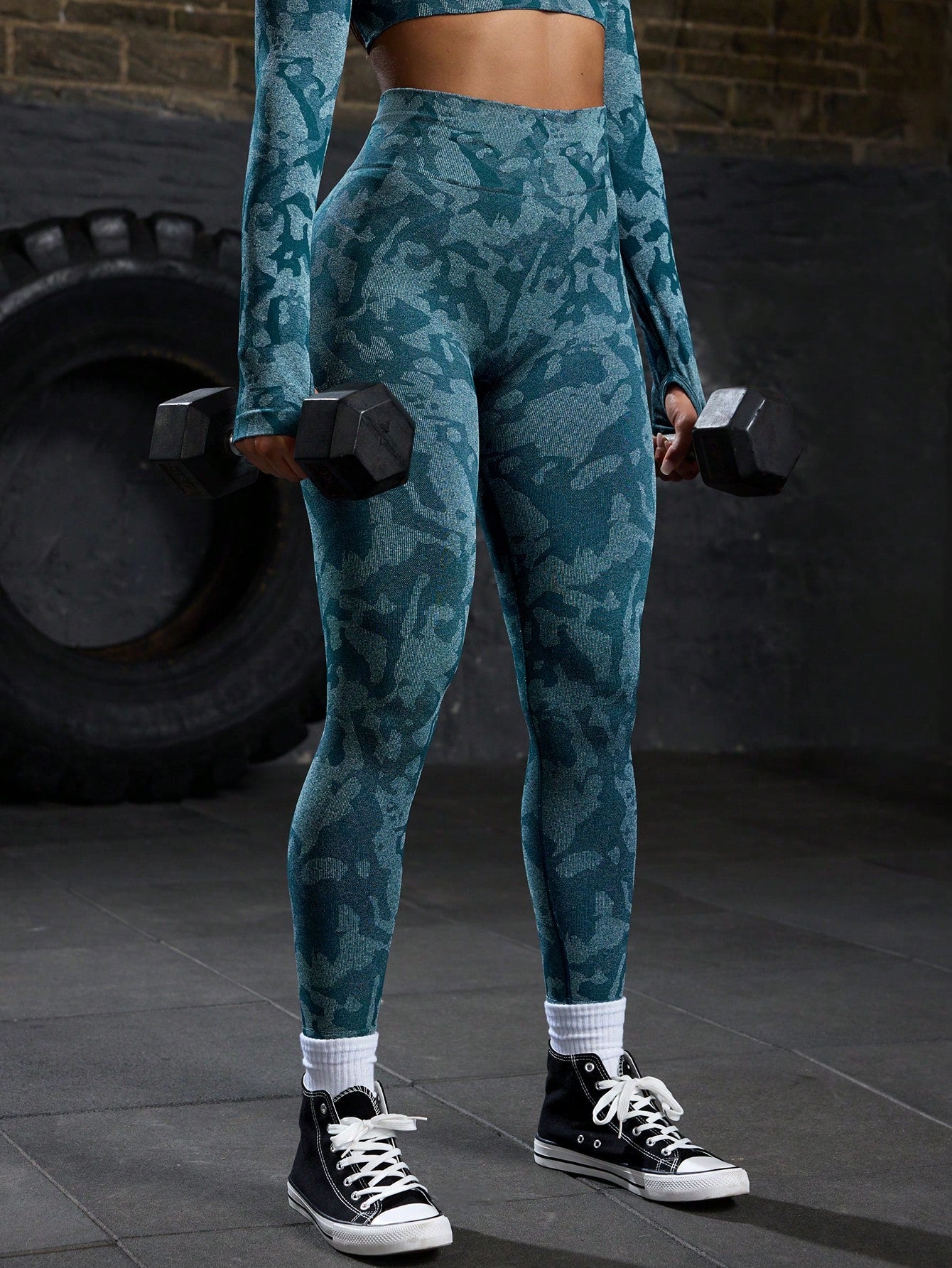 Autumn Full Print Elastic Sports Leggings