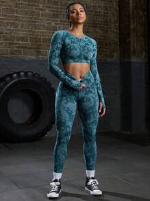 Autumn Full Print Elastic Sports Leggings