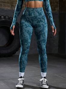 Autumn Full Print Elastic Sports Leggings