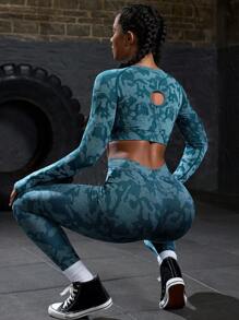 Autumn Full Print Elastic Sports Leggings