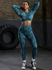 Autumn Full Print Elastic Sports Leggings
