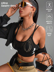 Netted Structure Hollow Out High Elastic Seamless Sports Bras