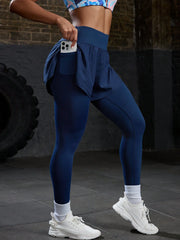 Letter Print High Waist Elastic Waist 2 In 1 Leggings