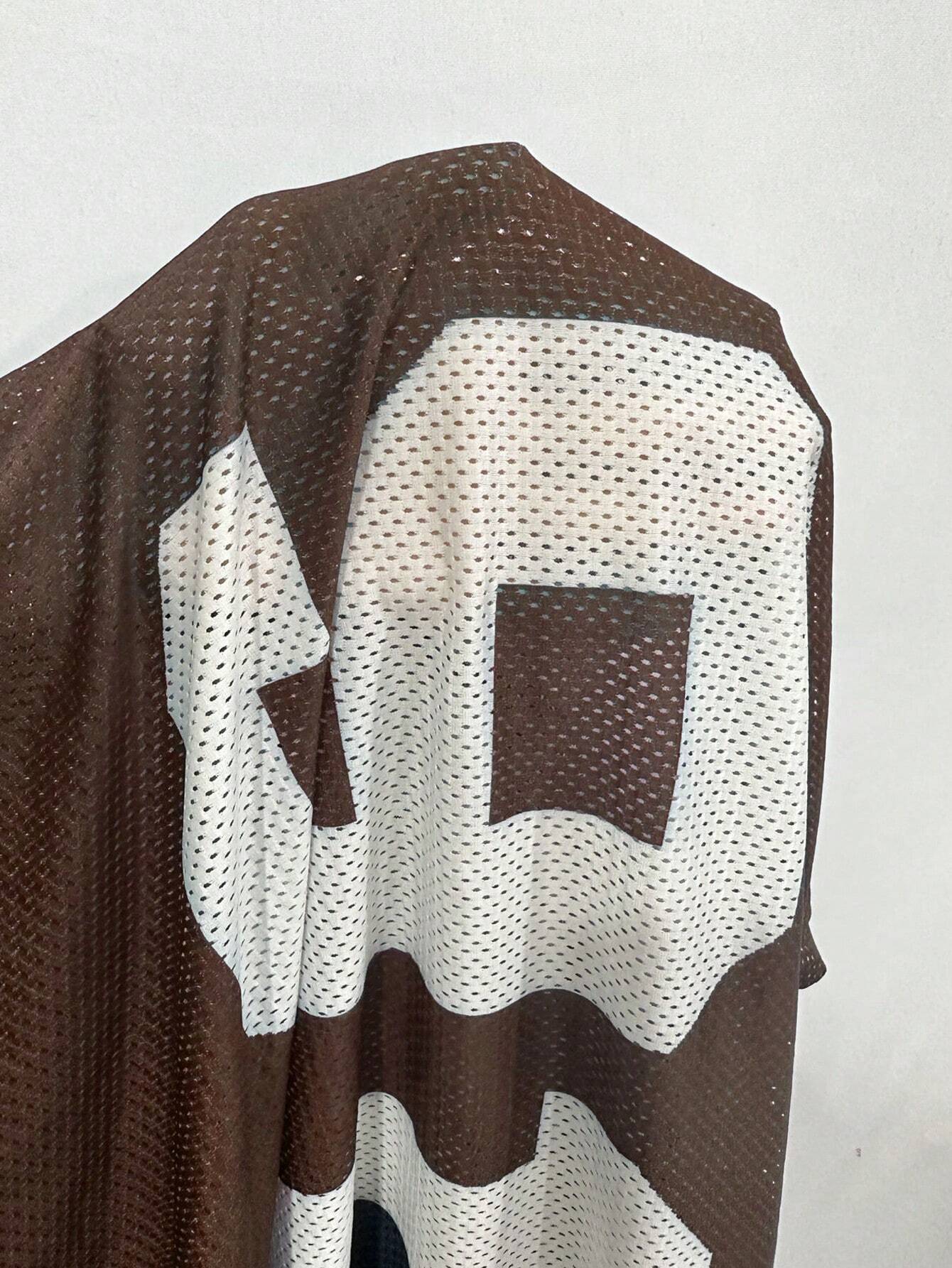 Patchwork Solid Color Mesh Splice Loose Sports T-Shirt