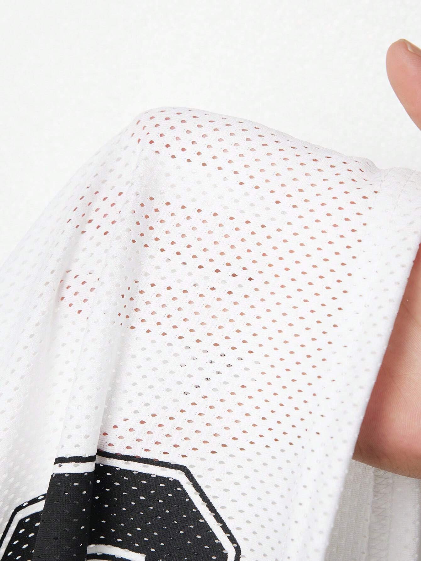 Number & Star Print Mesh Contrast Long Sleeve T-Shirt