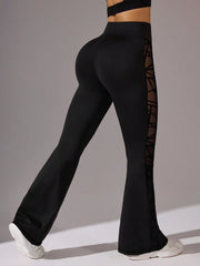 Patchwork Geometric Mesh Fitness Sports Leggings