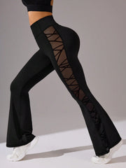 Patchwork Geometric Mesh Fitness Sports Leggings