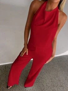 Mock Neck Backless Jumpsuit
