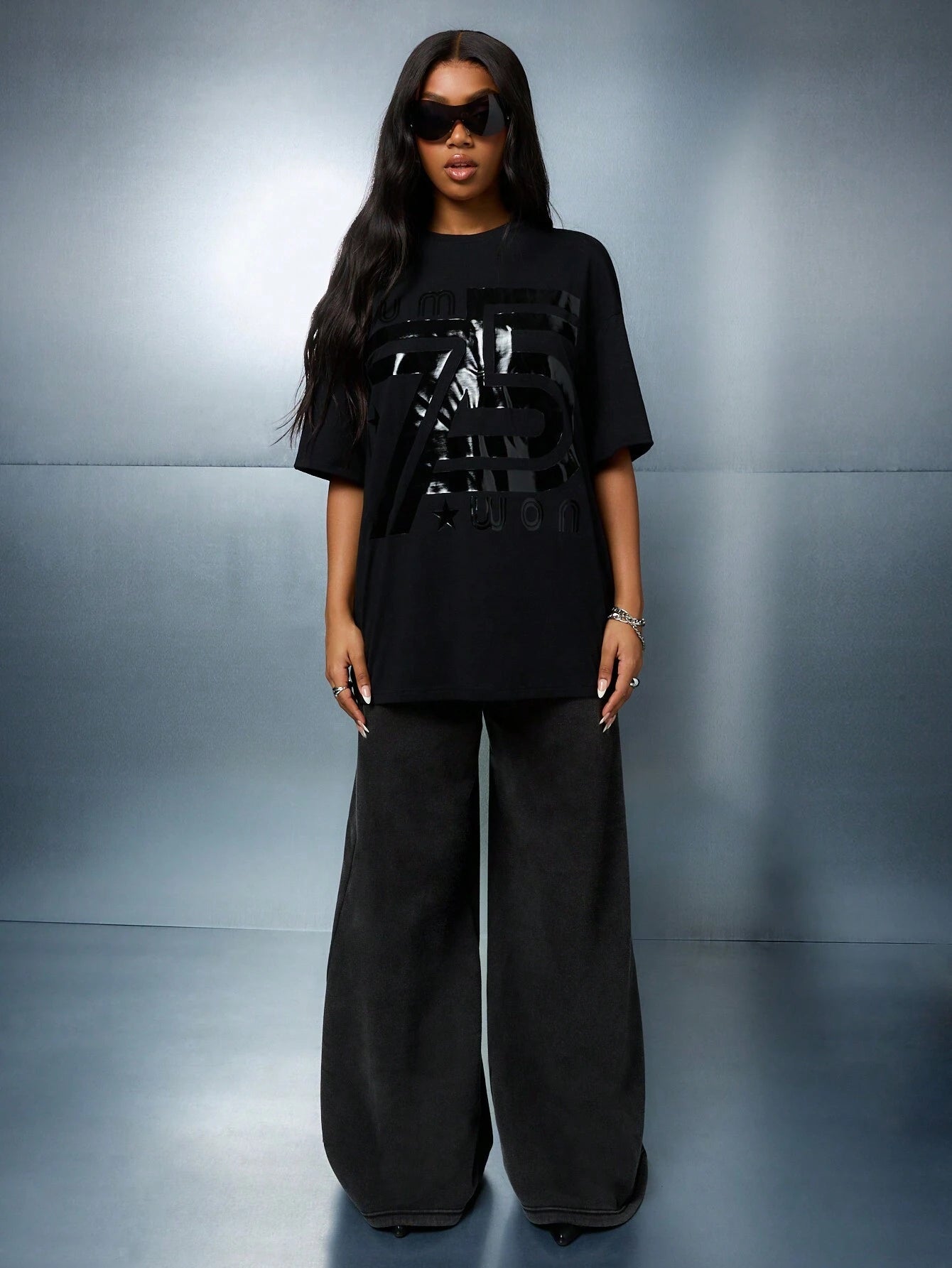 Street Oversized T-Shirt With Gloss Print