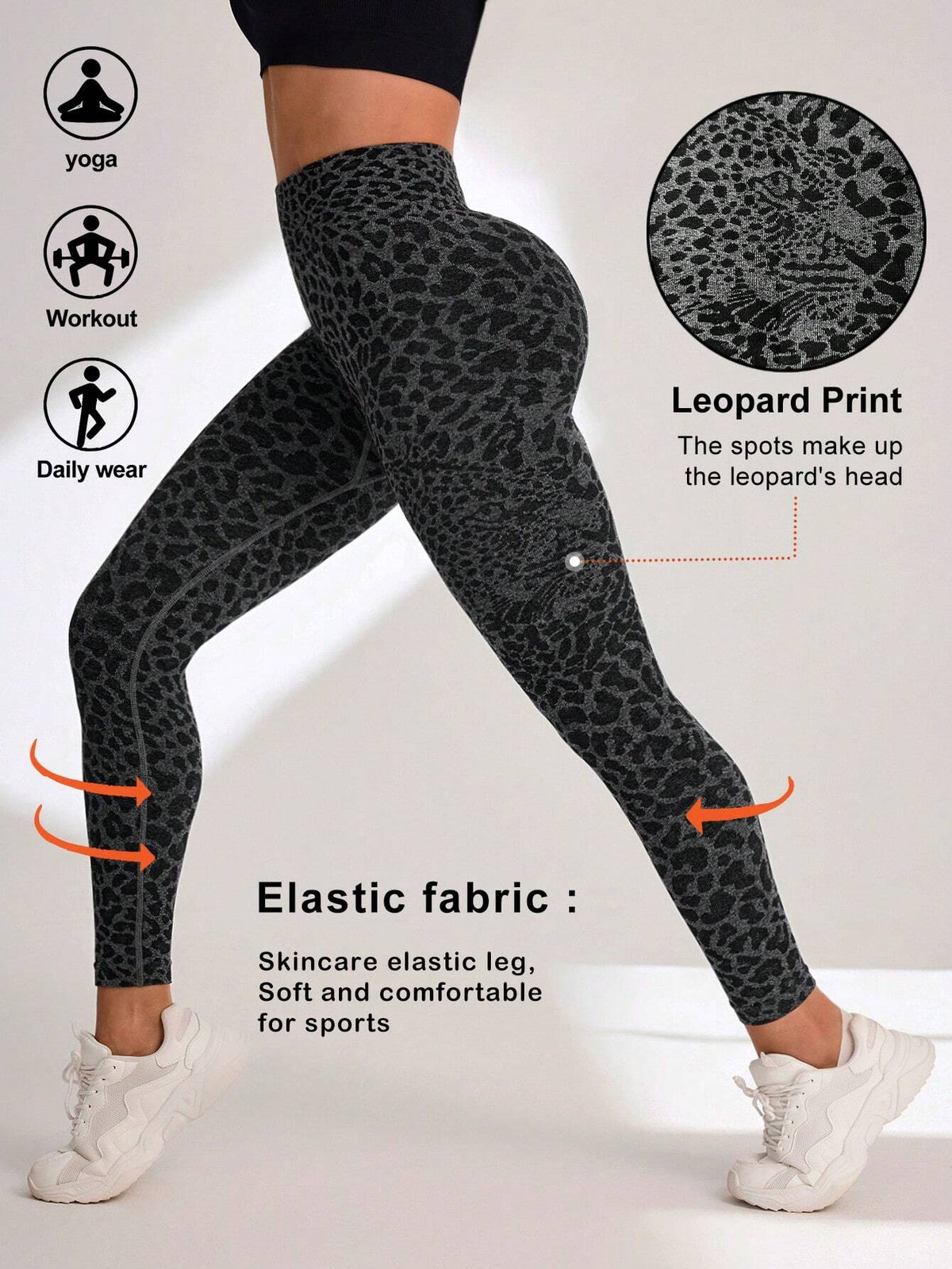 High Waisted Leopard Print Elastic Sports Leggings