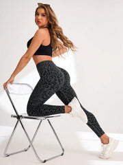 High Waisted Leopard Print Elastic Sports Leggings