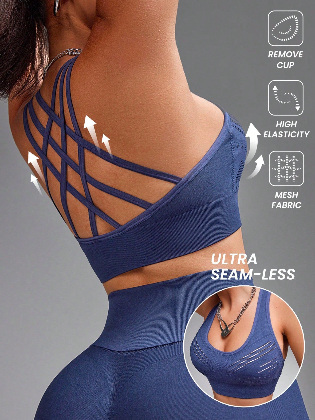 Seamless High Elastic Netted Structure Sports Bra