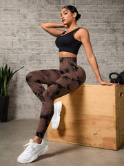 Tie-Dye Print High Waist Elastic Waist Sports Leggings