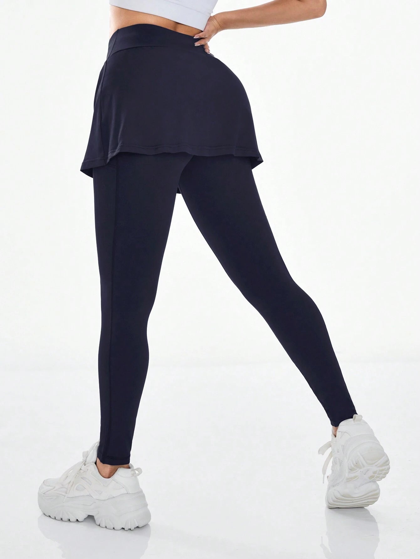 High Waist Elastic Solid Color Phone Pocket Sports Leggings
