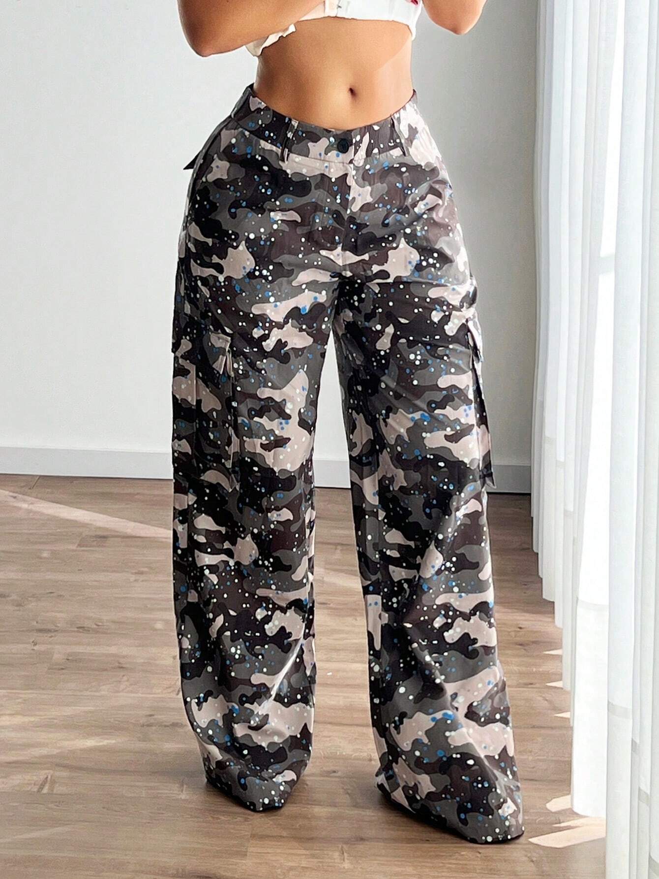 Retro Camouflage Big Pocket Cargo Pants