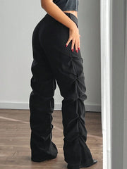 Low Rise Waist V Pleated Loose Pants