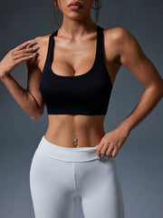 Solid Color Seamless Hollow Back Sports Bra