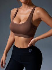 Solid Color Hollow Back Seamless Sports Bra