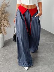Contrast Color Striped Loose Wide Leg Pants