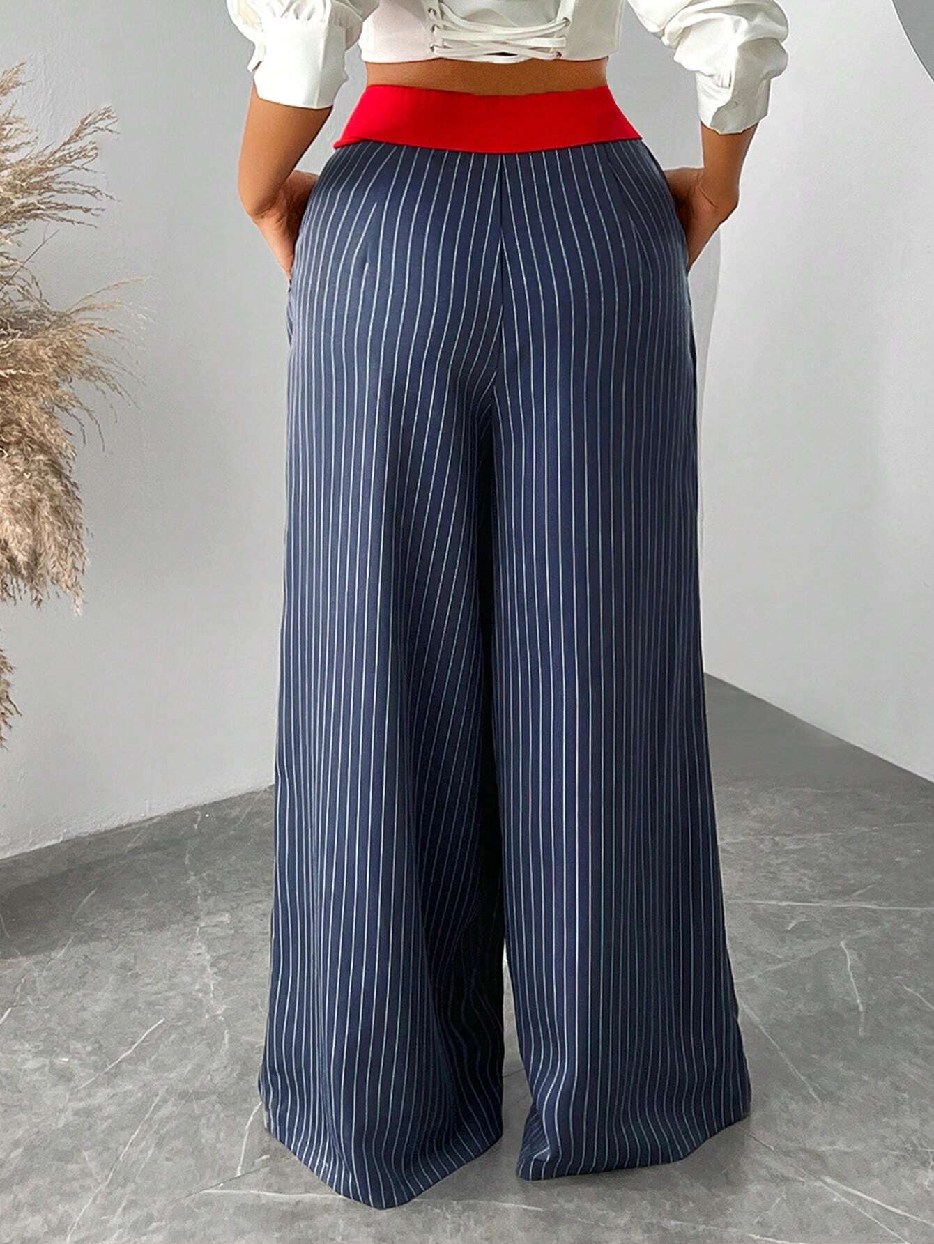 Contrast Color Striped Loose Wide Leg Pants
