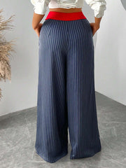 Contrast Color Striped Loose Wide Leg Pants