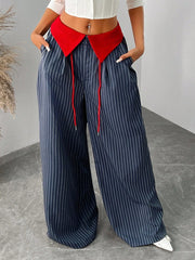 Contrast Color Striped Loose Wide Leg Pants