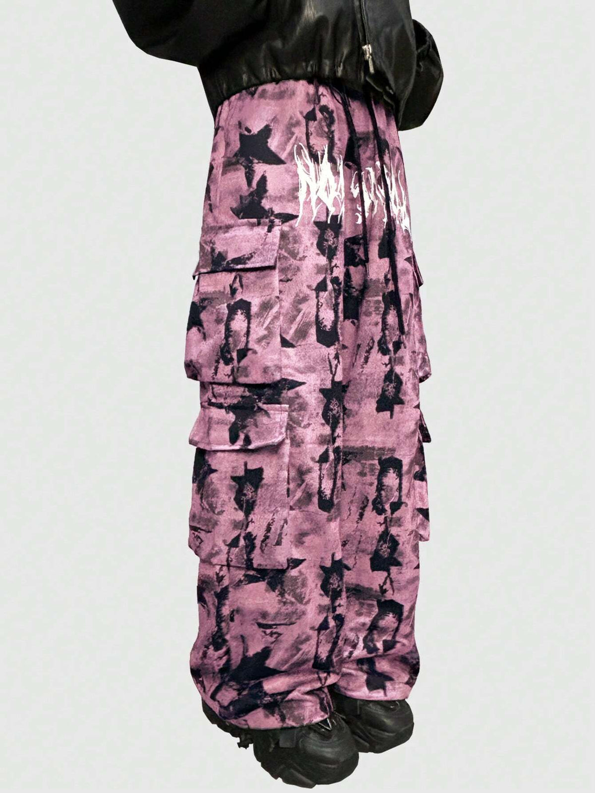 Tie Front Print Pocket Casual Pants