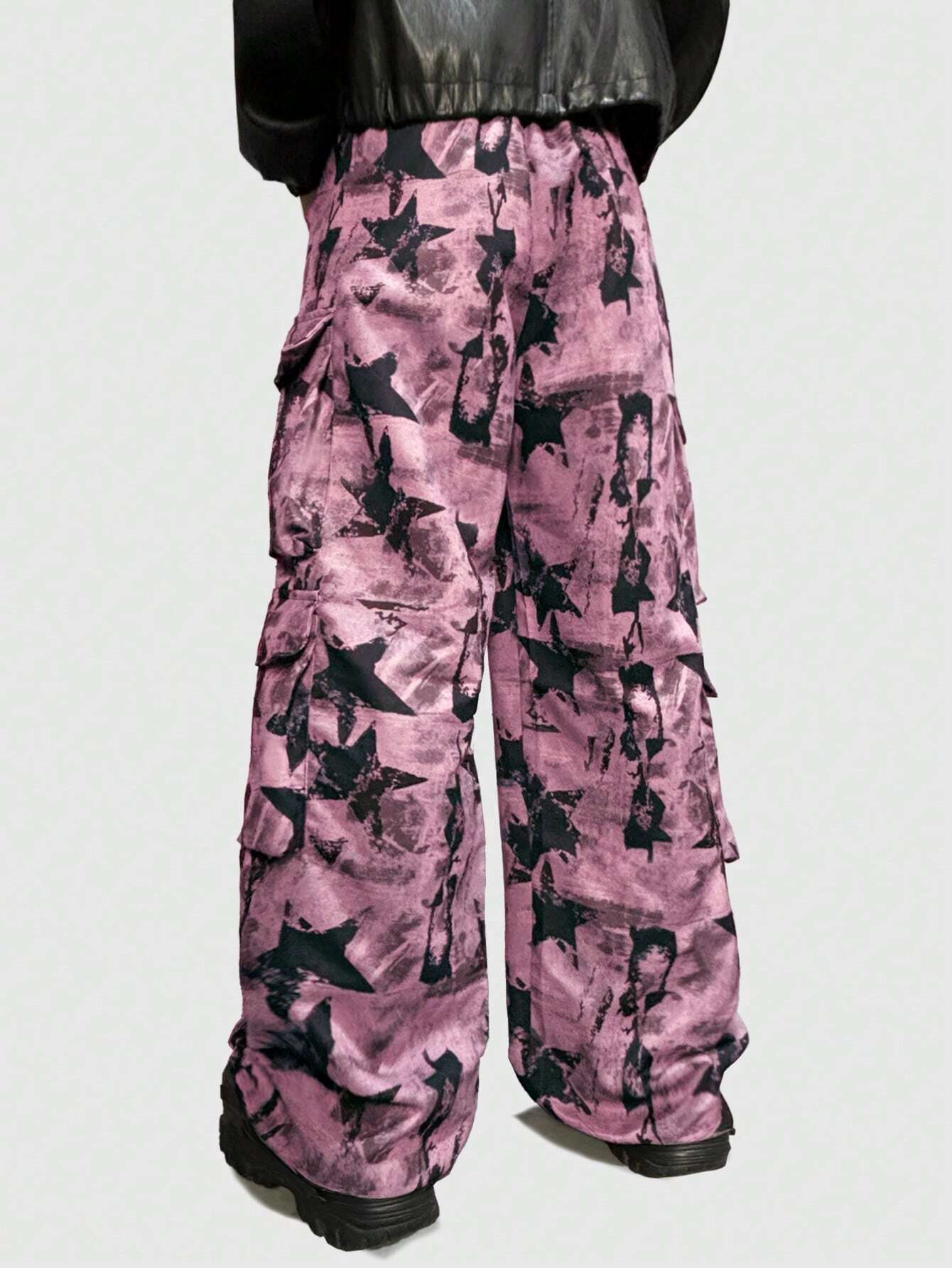 Tie Front Print Pocket Casual Pants