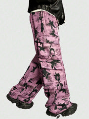 Tie Front Print Pocket Casual Pants