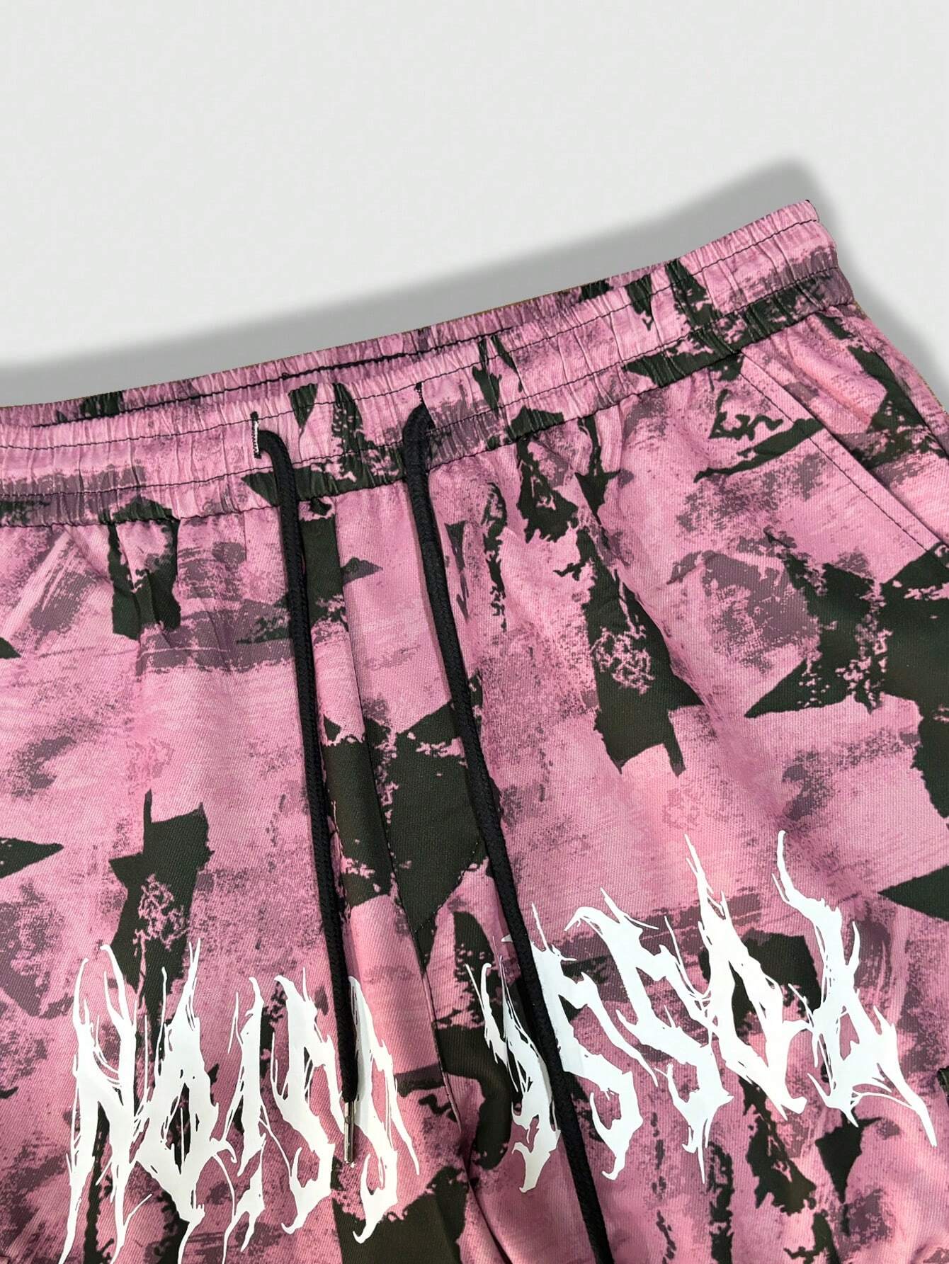 Tie Front Print Pocket Casual Pants