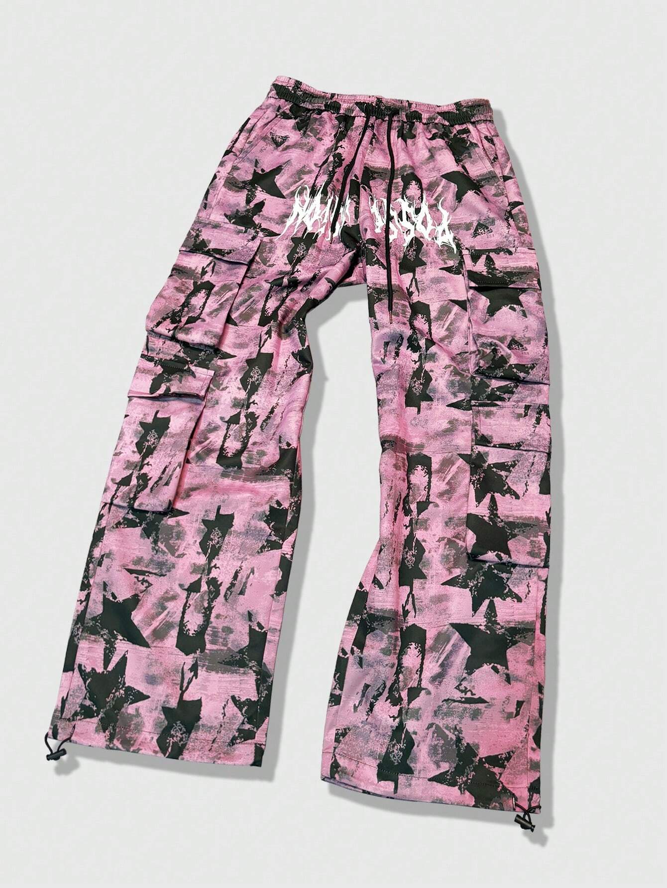 Tie Front Print Pocket Casual Pants