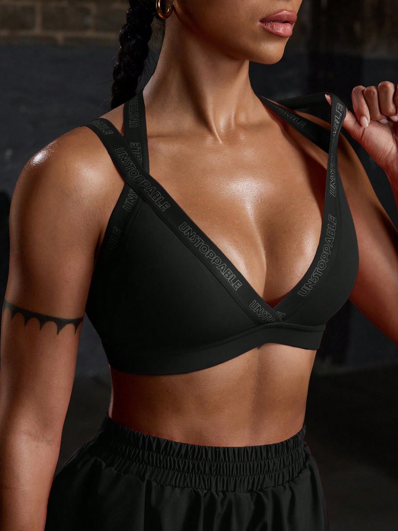 Letter Printed Fitness Activewear Sports Bra