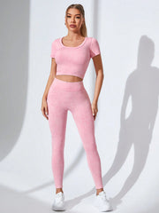 Matte Knitted Short Cropped Top And High Waisted Pants