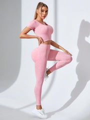 Matte Knitted Short Cropped Top And High Waisted Pants