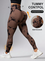 Tie-Dye Print High Waist Elastic Waist Sports Leggings