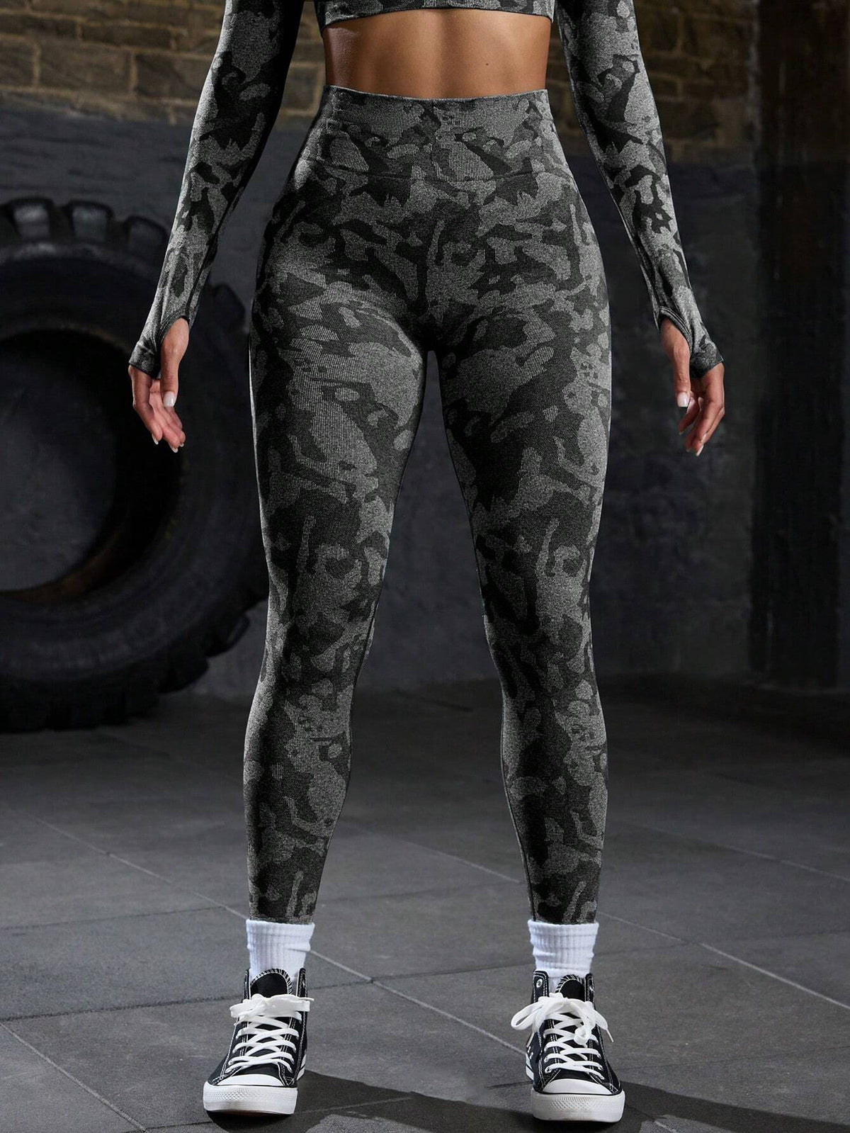 Autumn Full Print Elastic Sports Leggings