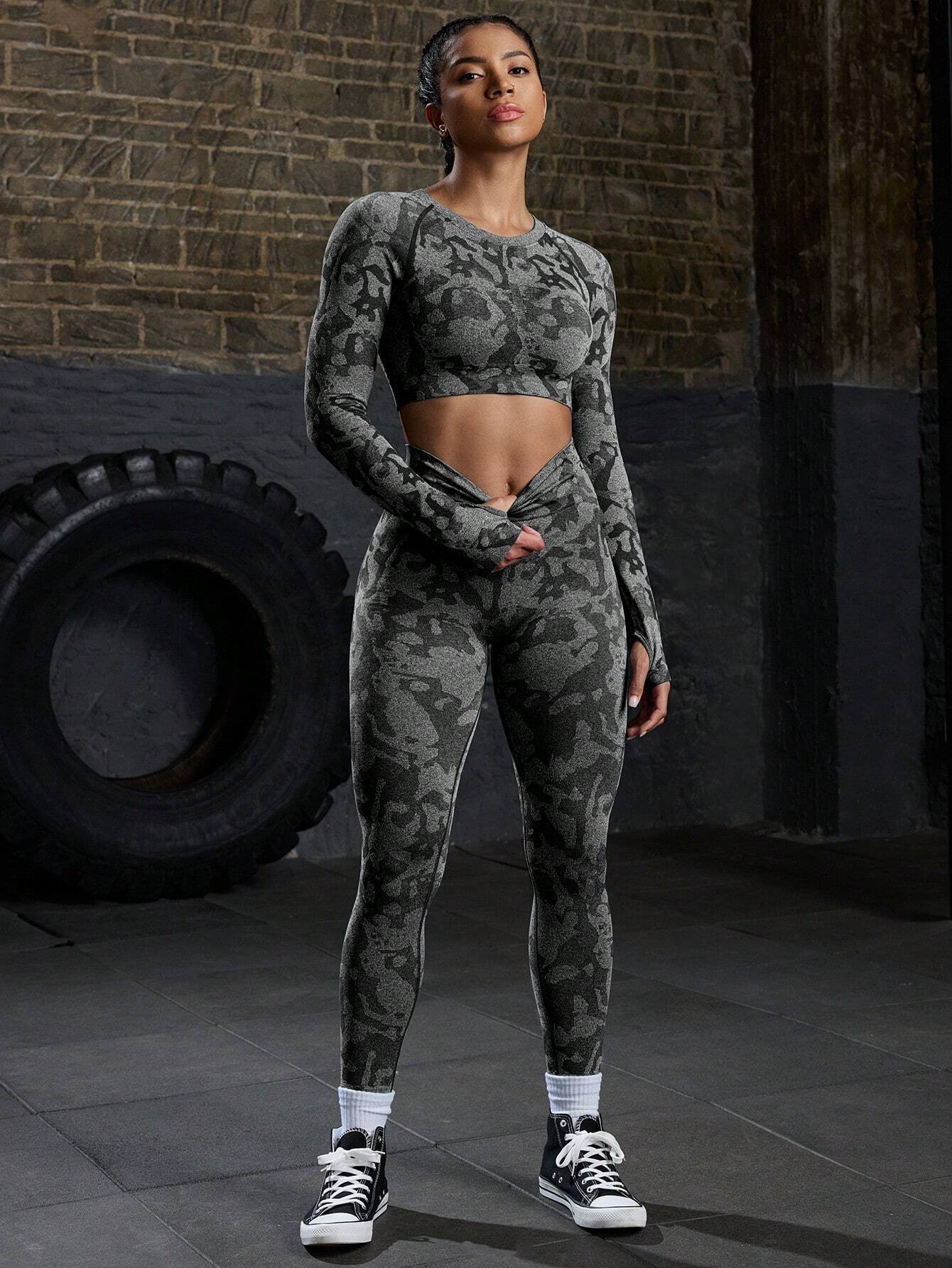 Autumn Full Print Elastic Sports Leggings