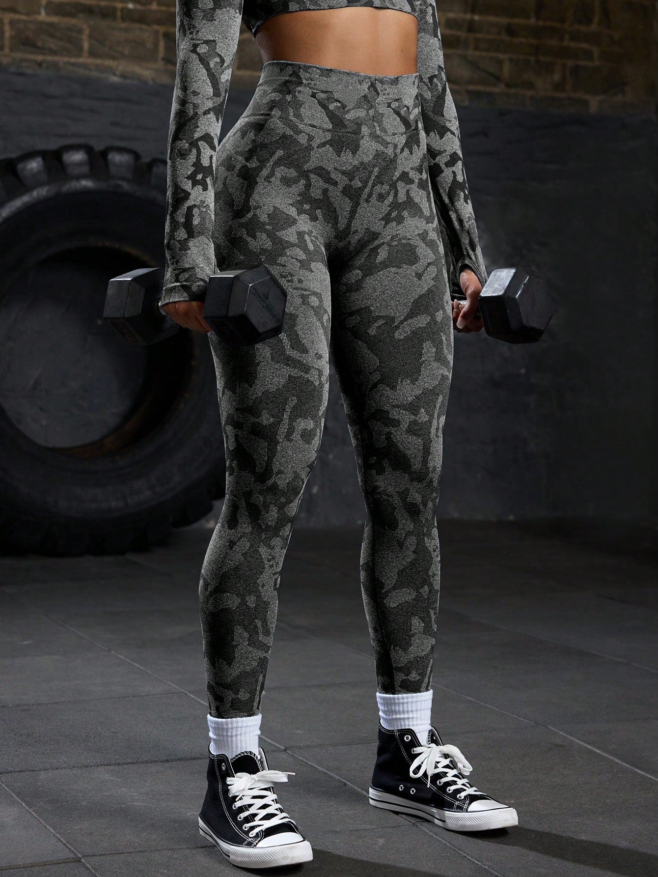 Autumn Full Print Elastic Sports Leggings