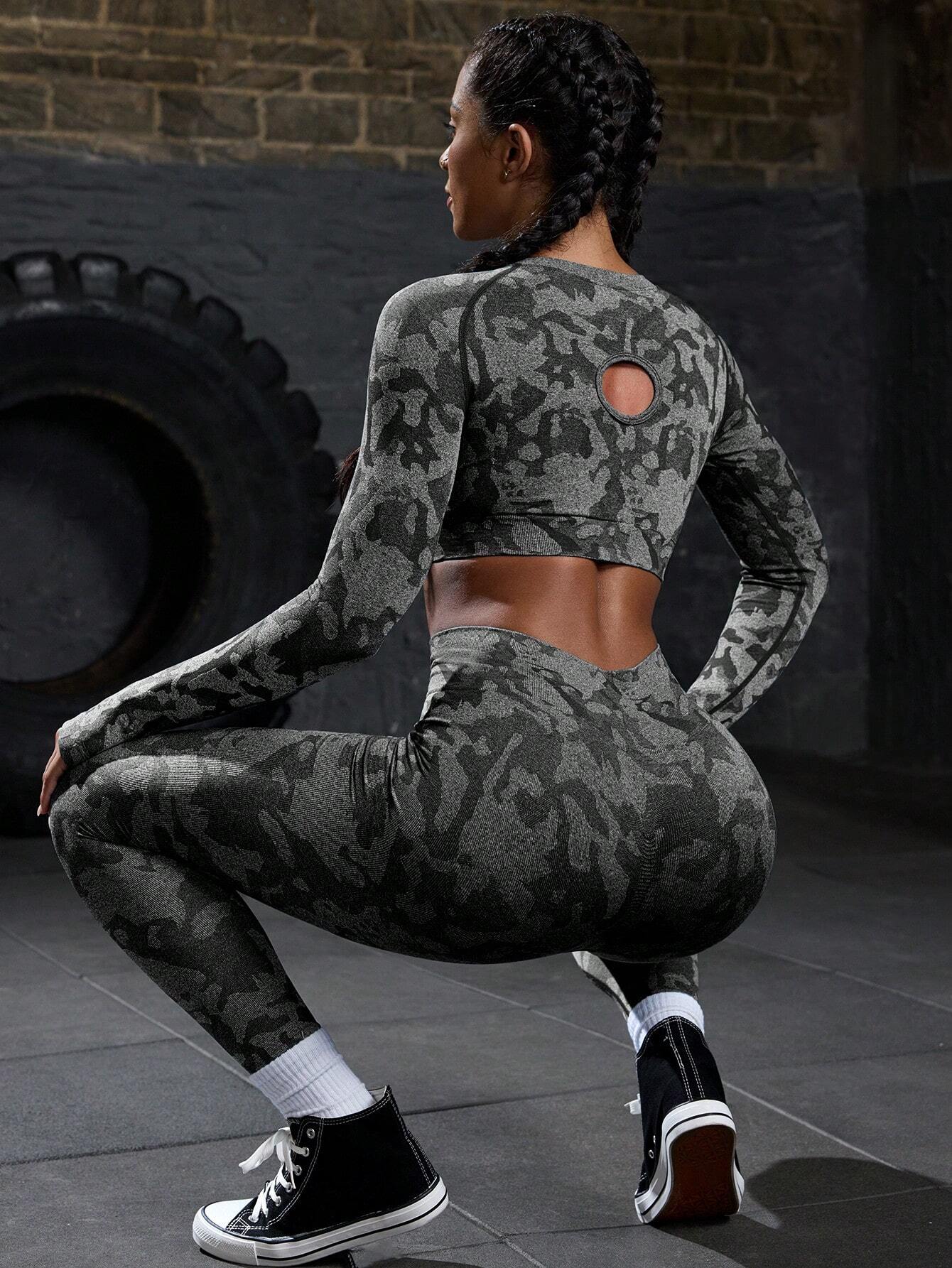 Autumn Full Print Elastic Sports Leggings